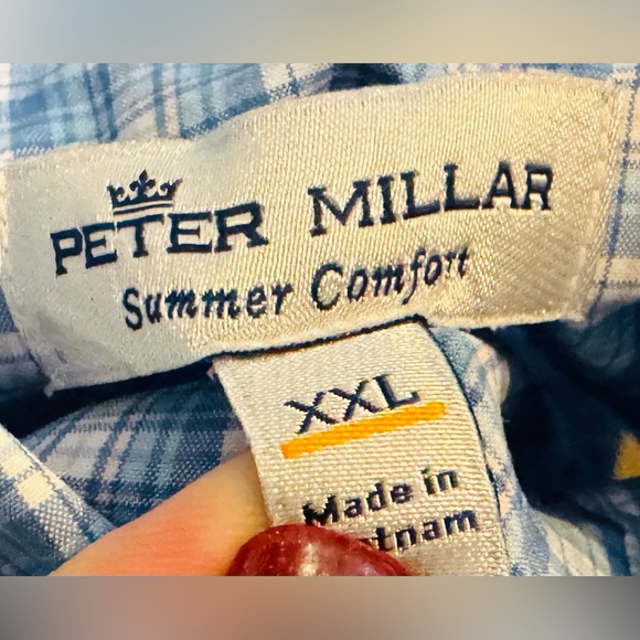 NWOT Peter Millar 100% Polyester Blue & White Men’s XXL Long Sleeve Button Up - Picture 2 of 6